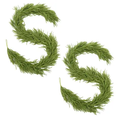 Künstlicher Rattan-Weihnachtskranz grün aus PVC 2,7 m - 6