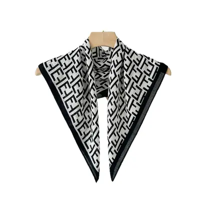 70cm Small Square Imitation Silk Satin Women's Scarf with Letter Print