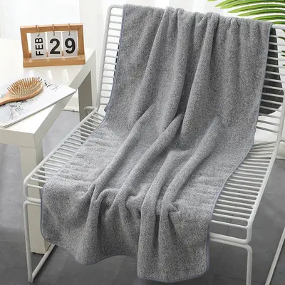 Antibacterial Coral Velvet Bamboo Charcoal Fiber Bath Towel Three-Piece Combination Set Striped European and American Beach Towel Absorbent and Thickened Wholesale - 7