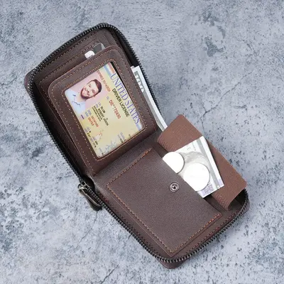 Men's Short Wallet with Multiple Card Slots and Coin Pocket - 4