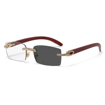 Wood Grain Frame Men's Sunglasses, Color-Changing Lenses - 8