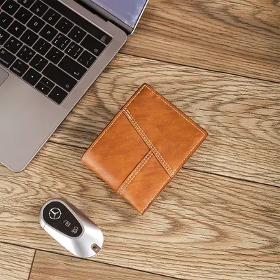 Horizontal plain men's wallet for daily use with coin compartment and card slots - 7
