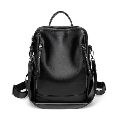 Women's Korean Style Soft Leather Backpack Casual Travel Schoolbag - 6