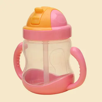 Babytrinkbecher mit Strohhalm, zwei Griffe, 280 ml