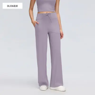 Damen Yogahose mit hohem Bund, gerades Bein, Elastischer Bund, Lockere Passform, DL336 - 12