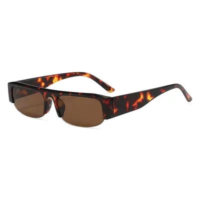 Women's Sunglasses, Square Frame, Half Frame, Flat Lens Fashion Style - 12