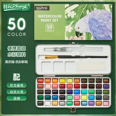 Solid watercolor pigment, metal box, pearl color, student set - 6