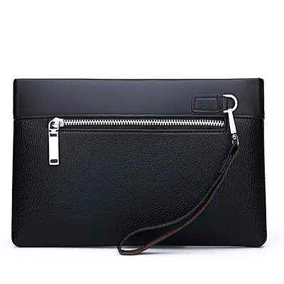 Men's Light Luxury Genuine Leather Clutch, Casual Envelope Style, Large Capacity - 5