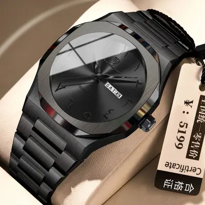 Men's quartz watch, waterproof, dual calendar - 7