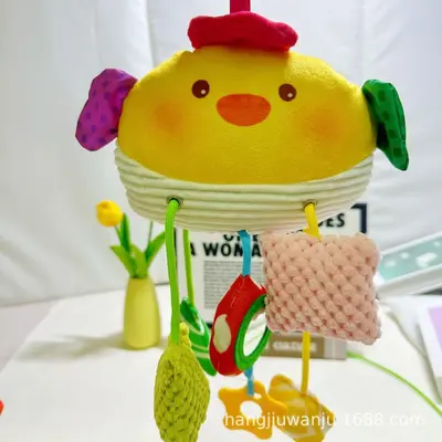 Plush Crab Drawstring Pull-Along Baby Stroller Rattle Toy - 5