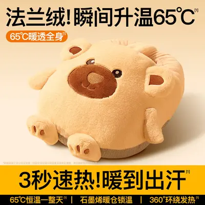 Washable Plush Foot Warmer with Rechargeable Flannel Hot Water Bag - 9