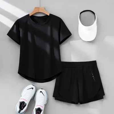 Women's 2026 Summer Running Sports Suit, Quick-Dry Short Sleeve - 12