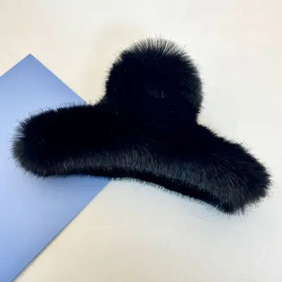 Oufile's new Korean-style mink hair clamp, back of head for women's hair, large plush hair clamp, shark clamp hair accessory
