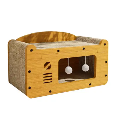 Cat Scratching Board with Nest, Integrated Vertical Scratching Post