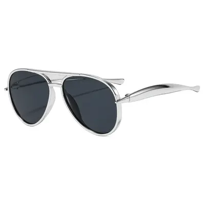 Retro-Sonnenbrille mit Doppelsteg und großem Rahmen - 6
