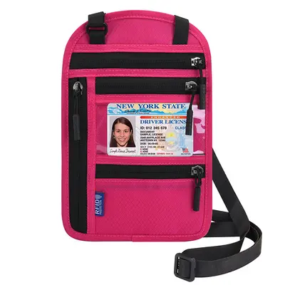 RFID neck wallet for travel documents and passport - 7