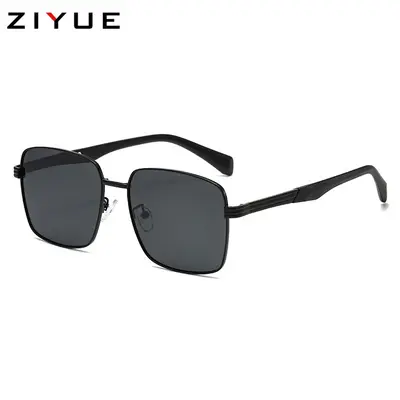Men's Polarized Sunglasses with Metal Square Frame for Driving - 5