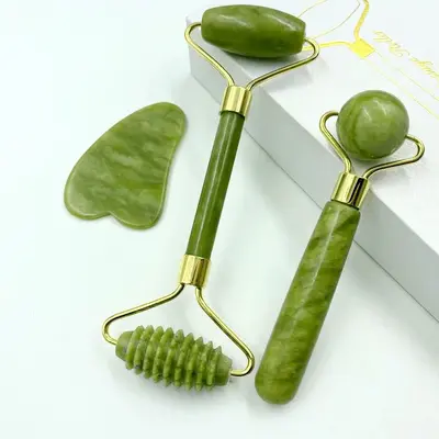 Natural jade beauty device dual-head jade roller face massage complete set beauty device export jade wholesale - 2