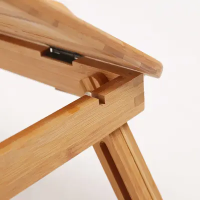 Bamboo Foldable Bed Table, Height-Adjustable Laptop Desk