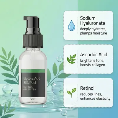 跨境TK现货Amz新趋势 Glycolic Acid 清爽精华液 质地顺滑触感舒