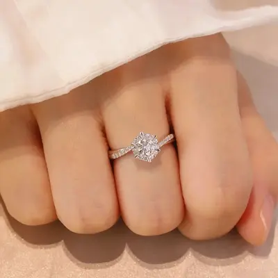 Silver moissanite ring 1 carat 50 point - 5