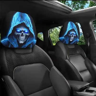 Smiley Face Design Car Headrest Cover, Elastic, Universal - 4