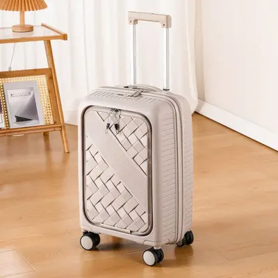 Impact-Resistant Trolley Suitcase with Zipper and Combination Lock - 8