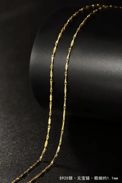 925 sterling silver necklace, thin chain, 18K gold plated - 12