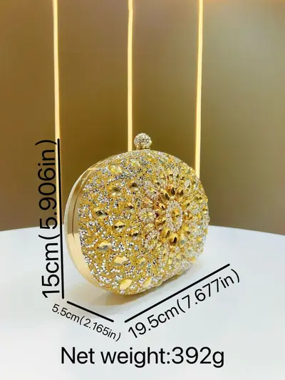 Strass-Sonnenblumen-Abendtasche, vollständig mit Strass besetzt - 6