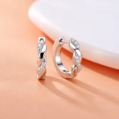 Geometric Moissanite Earrings, S925 Silver, Light Luxury Style