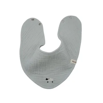 100% Cotton Embroidered Baby Bib, Thin Solid Colour - 9