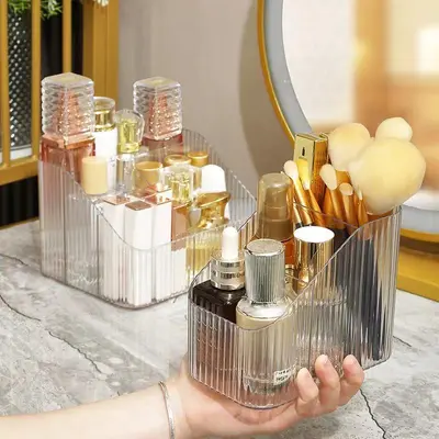 Clear Acrylic Cosmetics Storage Box with Pen Holder - 4