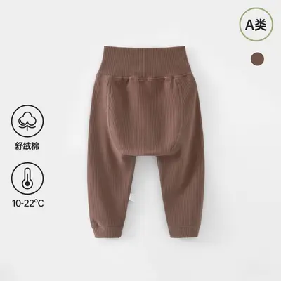 Baby Class A Soft Fleece Cotton High-Waisted Pants, Stretch - 9
