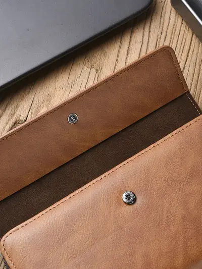 Men's Long Wallet, PU Leather, Multi-Card Slots, Phone Compartment - 4
