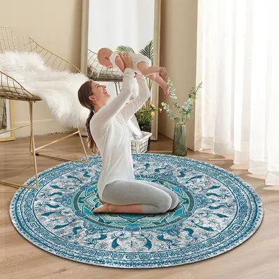 1.4m Suede Natural Rubber Round Yoga Mat for Meditation - 5