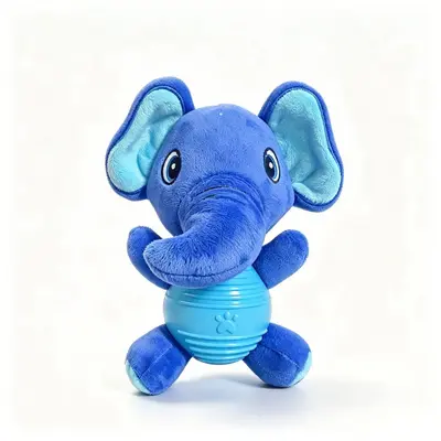 Chewable soft rubber dog toy, plush squeaky training toy - 7