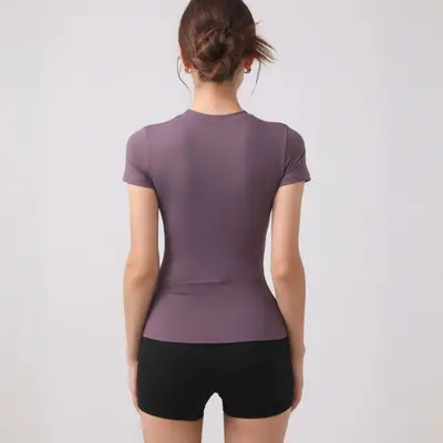 Women's Breathable Short Sleeve Yoga T-Shirt - 2
