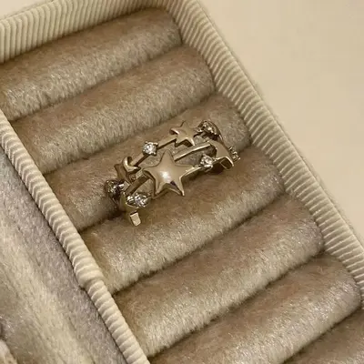 Vintage Kreuz offener Ring, Kaffeegold, Nischendesign - 10