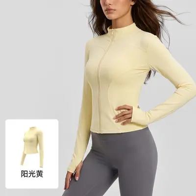 Juyitang sıkı yoga ceketi slim fit spor koşu spor yoga ceketi - 13