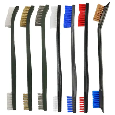 Naylon çift uçlu fırça tabancası fırça parlatma ve dekontaminasyon metal tel fırça bakır tel fırça aracı fırça üç parçalı set