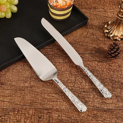 Pasta kesme bıçağı ve kürek seti altın tasarım - 8