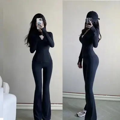 Yoga ceketi, çift taraflı fırçalı, nylon, uzun kollu - 2