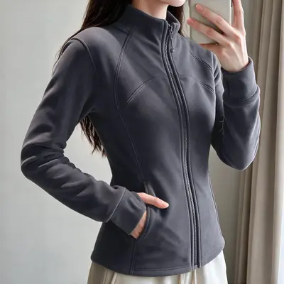 Kadın Slim Fit Polar Fleece Fermuarlı Ceket, Kalın, Dik Yaka, 2026 Sezon - 12