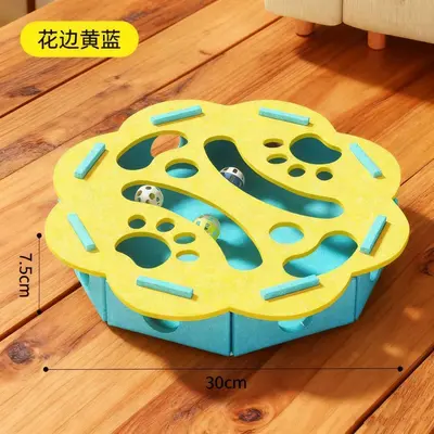 Игрушка для котят и кошек, для самостоятельной игры, гаджет против скуки, развивающий лабиринт, войлочная коробка с отверстиями для лапок, кошачий мячик с колокольчиком-дразнилкой. - 12