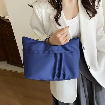 Large Capacity Nylon Women's Cosmetic Bag with Wet-Dry Separation - 3