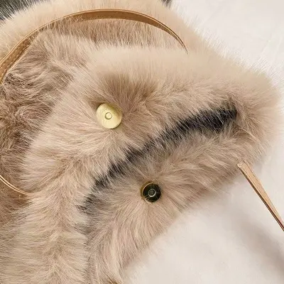 Kadın Çapraz Askılı Peluş Çanta, Tote Çanta Modeli, Sonbahar ve Kış - 5