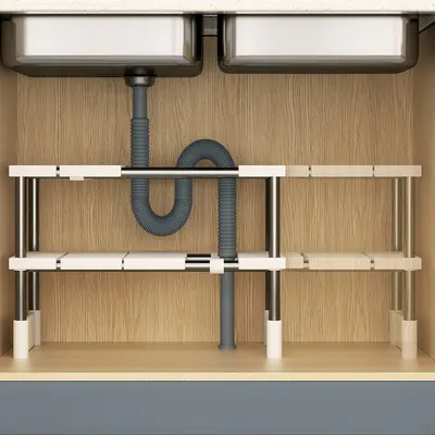 Expandable under-sink shelf, cabinet organizer, multi-layer - 3