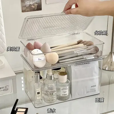Şeffaf kozmetik saklama kutusu, masaüstü organize - 3