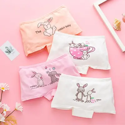 Grenzüberschreitend etikettierte Kinderunterhosen aus 100% Baumwolle, atmungsaktive Boxershorts für kleine und mittlere Kinder, Schüler-Mädchen-Slips, Baby-Unterhosen
