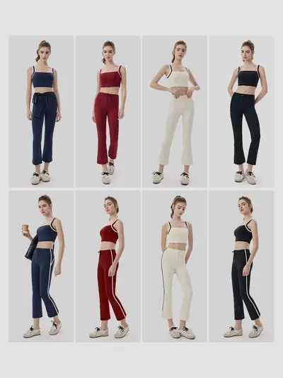 Kadın kısa yoga flare pantolon, yüksek bel, 8/10 boy, pilates fitness - 5